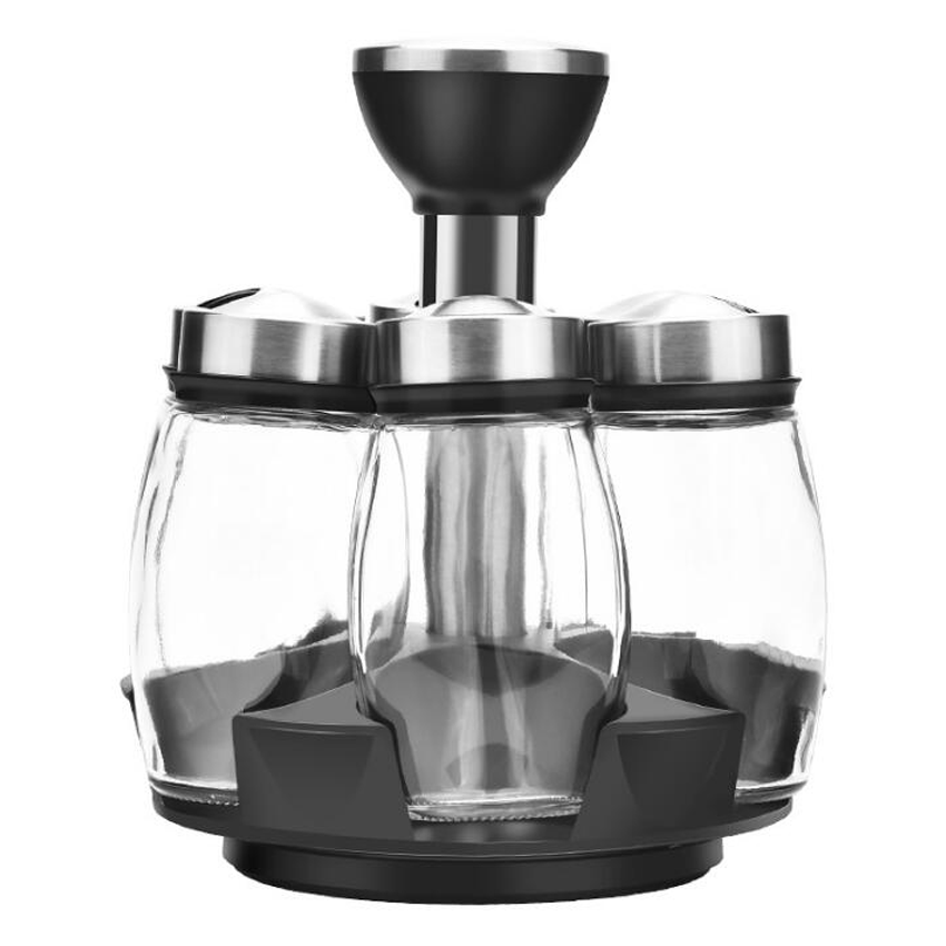 6pcs Kitchen 360 Rotating Glass Spices Bottles Rack ML-1327