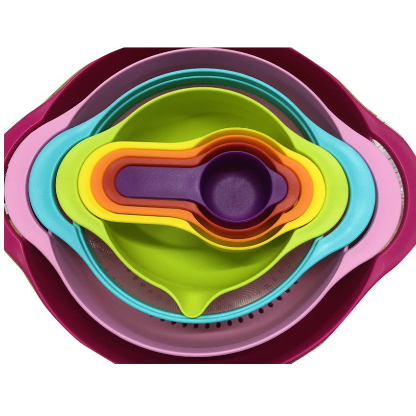 Plastic Bowl 8 Piece Set Measuring Cup Spoon 14010