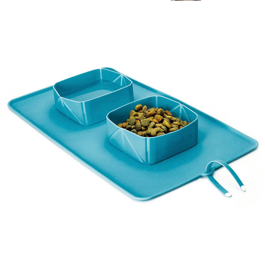 Travel Dog Bowl Portable Double Roll Up Pet Bowls DD27901
